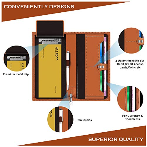 Image of FEDUS Vegan Leather Expanding Handmade Multiple Cheque Book Wallet for Cards, Women /Men - Traveling Wallet, Office & Home Document Holder