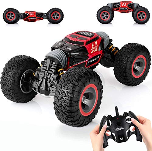 KingsDragon Remote Control Car,2.4 GHZ High Speed Stunt RC Racing Cars RC Rock Crawler w/ Rechargeable Batteries,Indoor Outdoor Motors Vehicles Buggy Hobby Car Toy Gifts for Boys Girls-Red