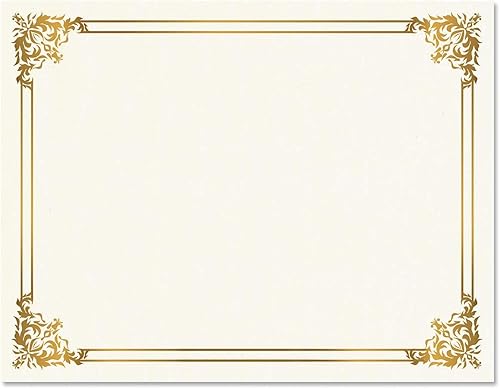 Miniatura 3 de Empire Gold & White Parchment Certificate Papers - Paquete de 100, compatible con impresoras láser y de inyección de tinta, para oficina, premios de
