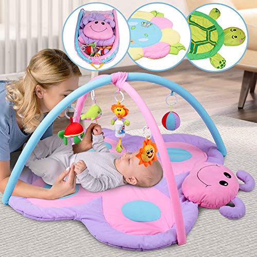 Infantastic Spieldecke mit Spielbogen - Schmetterling Design, Größe M 99/76 cm, mit Sensorik Spielzeug und Musik, ab 0 Monaten - Erlebnisdecke für Baby, Krabbeldecke, Spielmatte, Spielteppich