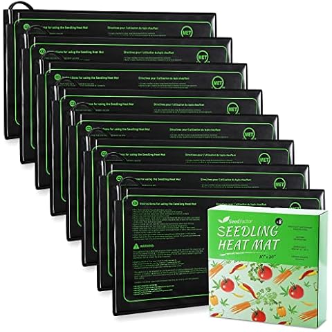 MET Certified 8 Pack Seedling Heat Mat, Seedfactor Waterproof Durable Germination Station Heat Mat, Warm Hydroponic Heating Pad for Indoor Home Gardening Seed Starter Cover