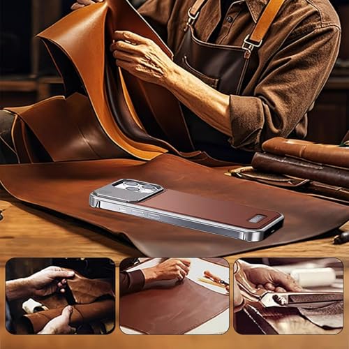Coque iPhone 16 Pro Max en cuir luxe sans cadre gris élégant - 4