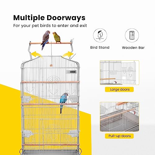 image for VIVOHOME 64 Inch Bird Cage with Play Top and Rolling Stand for Parrots