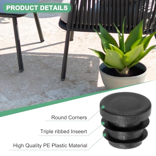 Image of M METERXITY 50 Pack Round Plastic Plug, OD 3 /5 inch Furniture Tube Inserts Pipe Hole End Caps for Tubing Post /Glide Insert for Pipe Post /Table Chair Leg /Metal Tubing /Fence [Black]