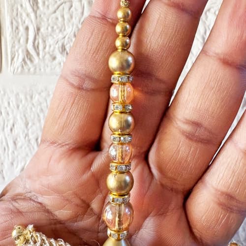 Image of Adikala Craft Store Handmade Ethnic Latkan Tassel Set of 2 for Saree Pallu, Blouse, Suits, Dupatta, Lehenga Decor | Ethnic Saree Pallu, Blouse, Suit, Dupatta & Lehenga Decoration (Golden Beads)
