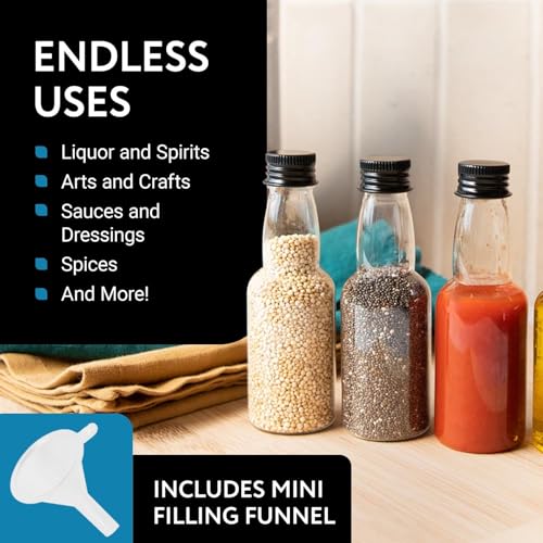 IMPRESA Mini Plastic Bottles - 75ml (2.5oz), Clear, 50-Pack - Liquor Containers with Airtight Caps, Reusable & Dishwasher Safe3
