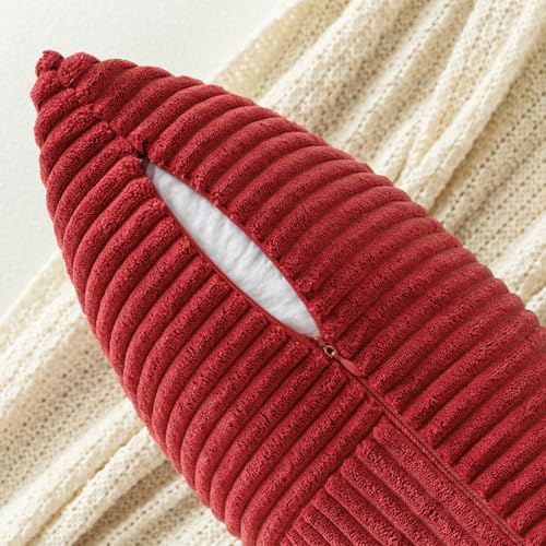 MIULEE 2er Set Kissenbezug 45x45cm Bordeaux Kordvelours Kissenhülle – Ansicht 5