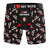 Calecon Personnalise Homme Photo,Caleçon Personnalisé avec Photo Drôles Visage,Personnalisable Boxer en Coton Doux,Cadeau Personnalisé Hommes pour Noël, Saint Valentin,Anniversaire