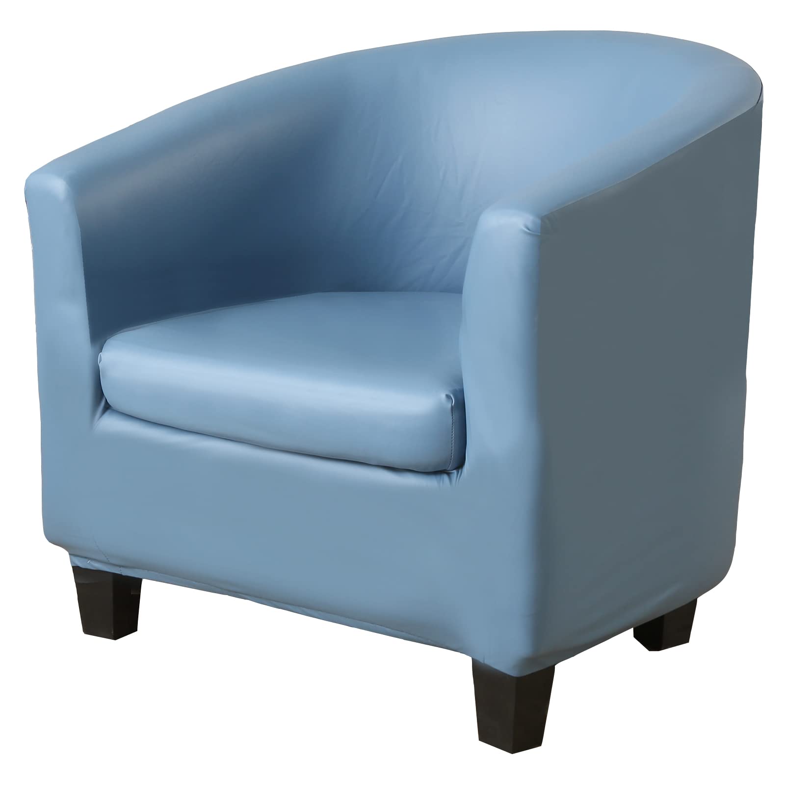 WJHDWYD 2 Pieces Chesterfield Chair Cover PU Leather with Cushion Cover, Elastic Waterproof Cocktail Chair Cover, Removable Armchair Furniture Protector for Living Room(Azzurro)