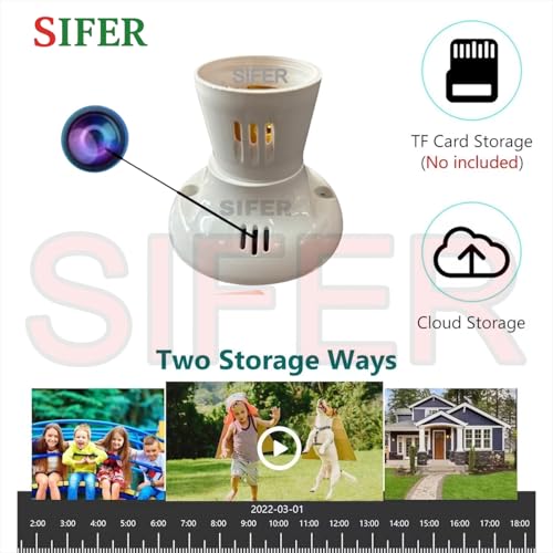 Image of SIFER 1080P WiFi Bulb Holder Hidden Camera with Audio and Video Recorder | Remote Monitoring | Cloud & SD Card Support Upto 128 gb | Lookcam App Controlled | Nanny cam Hidden Camera for Home & Office