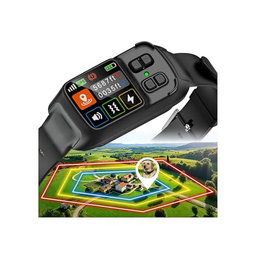 Sglyq GPS Wireless Dog Fence System 2 in 1 Circular Rectangular Boundary 49-6500ft 3 Training Modes...