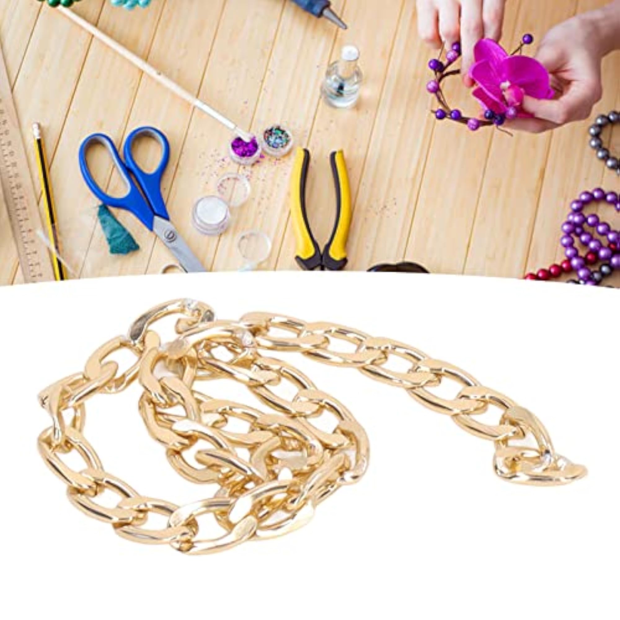 Gold Aluminum Curb Chain for Anklets, Sturdy DIY Design