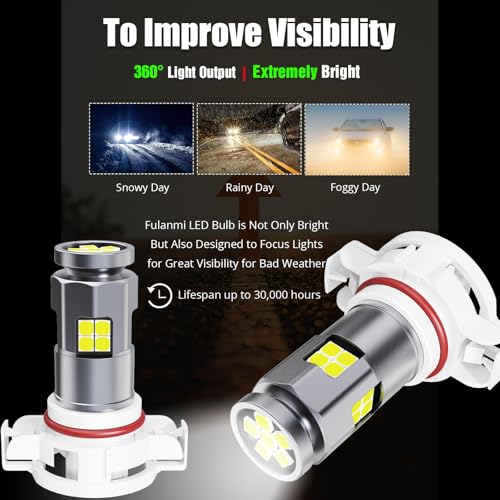 Image of 5202 PS19W LED Fog Light Bulbs 6000K White, 2-Pack