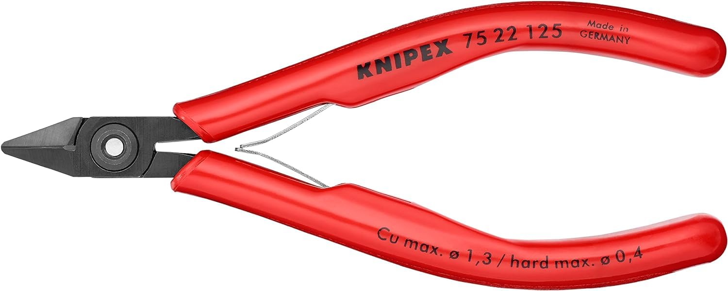 KNIPEX Szczypce tnące boczne dla elektroników z nasadkami z tworzywa sztucznego 125 mm, 75 22 125
