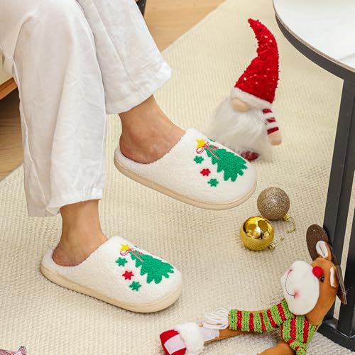 Christmas slippers Women Men Indoor Warm Plush Holiday Santa Cookie Slippers Fur Cozy Outdoor Shoes3