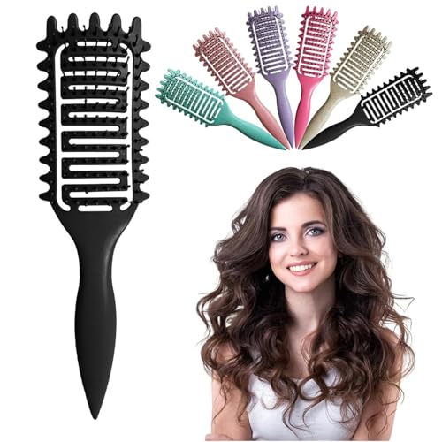 Curl Defining Brush 2025 Curly Hair Brush Vented Hair Brush for Detangling Shaping and Defining Curls For Women and Men Less Pulling (black)