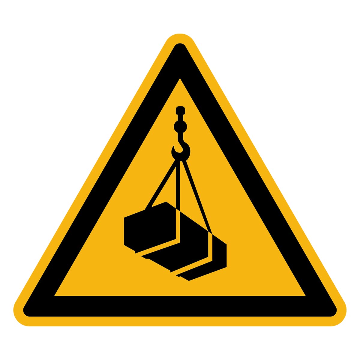 Sticker Danger Warning NF ISO 7010 - Laminated Triangular Signage Adhesive Sticker Water and UV Resistant - Beware Overhead Load - 35x35 cm