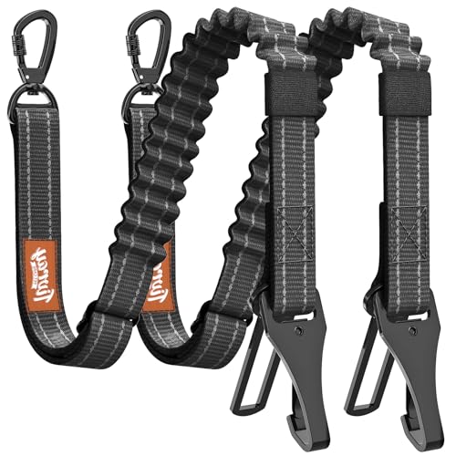 Tivray 2 Stück Anschnallgurt Hund Auto, Bungee Hund Auto Sicherheitsgurt, Auto Sicherheitsleine mit Schnalle und Clip Haken, Einstellbar Reflex Geschirr Tether, 360° Swivel Karabiner, Schwarz