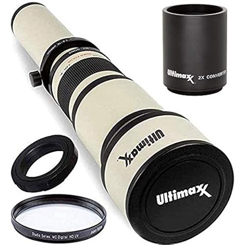 Ultimaxx 650-1300mm Telephoto Zoom Lens Set for Nikon D7500, D500, D600, D610, D700, D750, D800, D810, D850, D3100, D3200, D3300, D3400, D5100, D5200, D5300, D5500, D5600, D7000 Cover