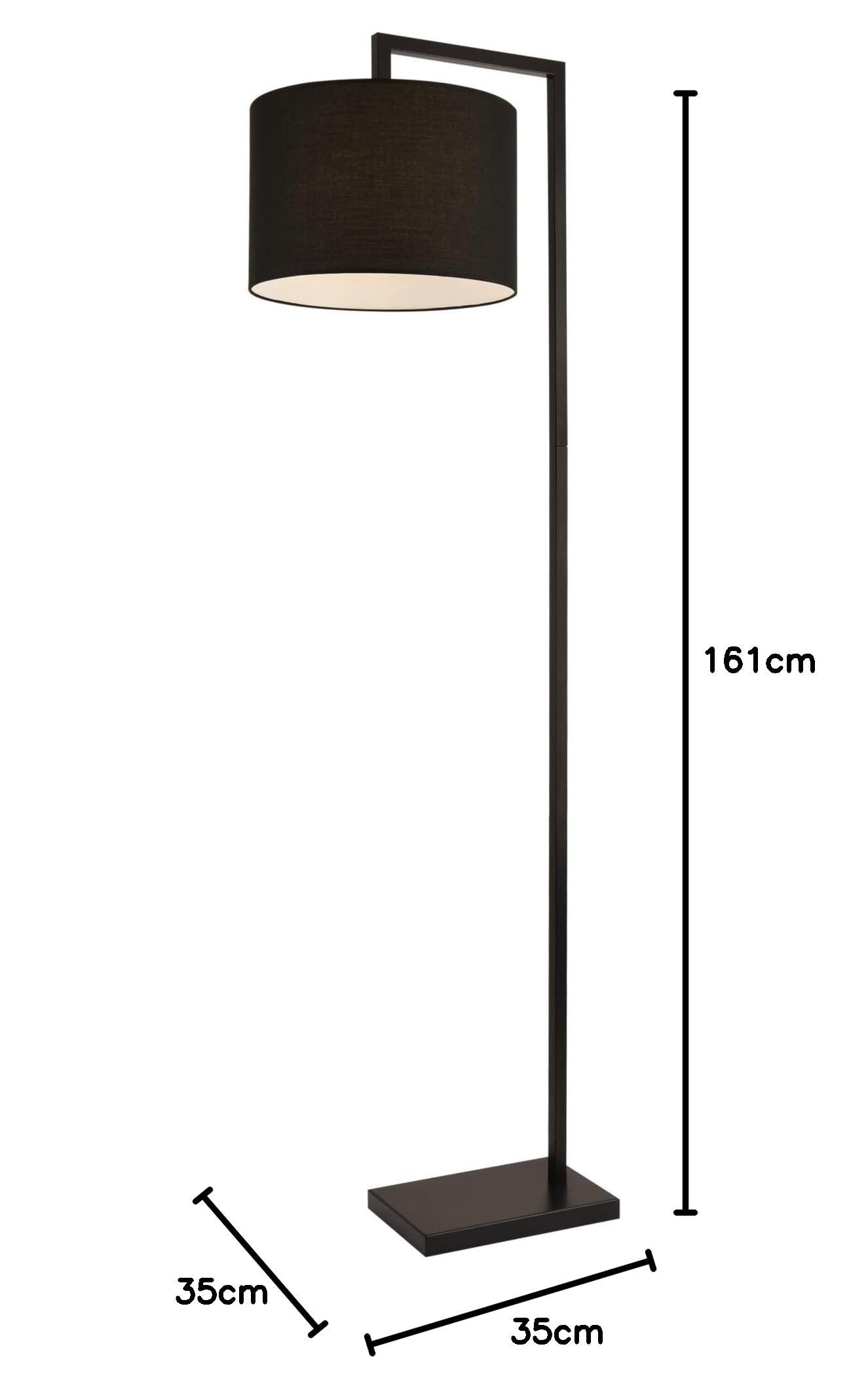Lux.Pro Lampa Stojąca 161 Cm Design E27 Maks. 60 W Metal Czarna Klasa Efektywności Energetycznej A++ Do E