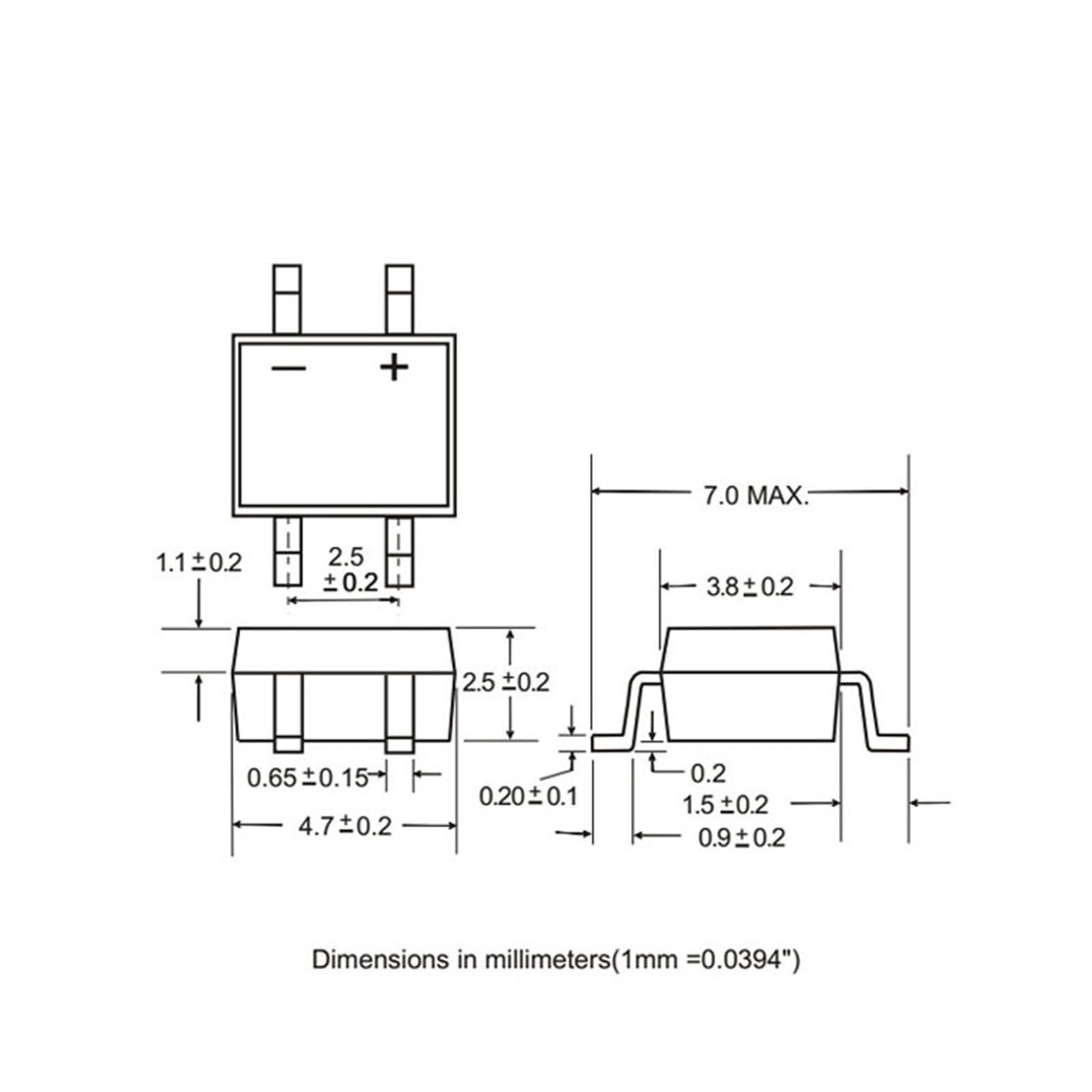 200/500/1000/2000/5000 pezzi MB10S ponte raddrizzatore 0,8 A/1000 V SMD pila SOP-4(1000Pcs)
