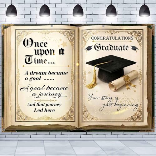 QICAIYUN 10x8ft Class of 2026 Graduation Backdrop, Black Gold Congrats