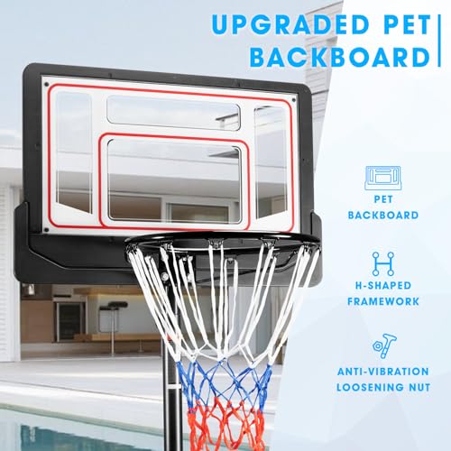 Portable Basketball Hoop Outdoor, 6.9FT/10FT Adjustable Basketball Hoop for Kids and Adults in Outdoor/Indoor, with Sturdy PE Base and PET Backboard, Easy Assembly for Home Use2
