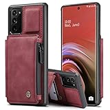 SWP for Galaxy Note 20 Wallet Case w/Card Holder [RFID Blocking] [3 Card Slots] [1 Money Pocket], Credit Card Holder Slot Cases w/Wristlet Zipper Wallet for Samsung Galaxy Note 20 5G (red)