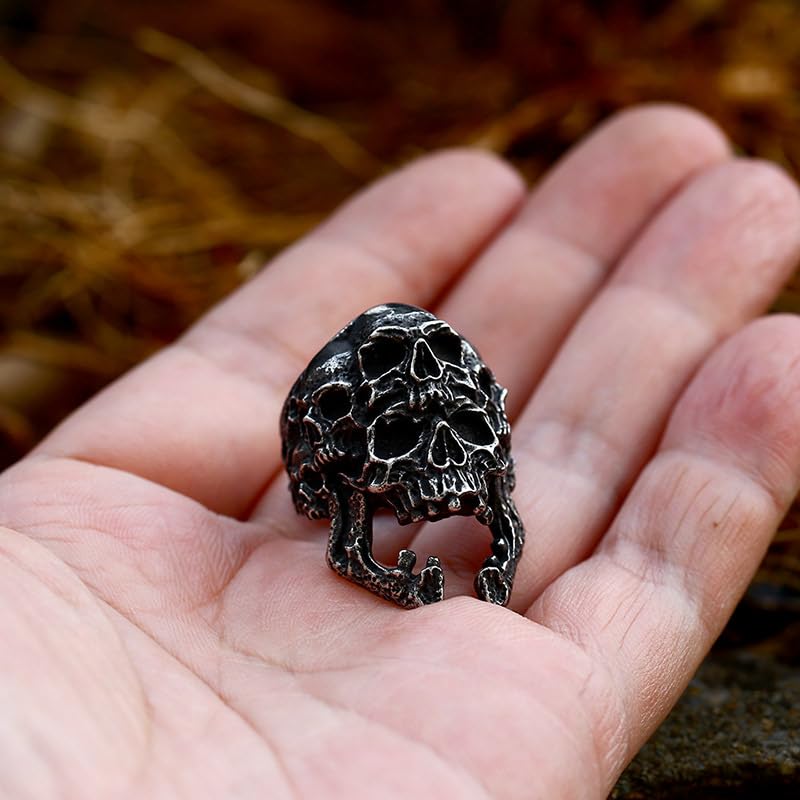 Image of 2023 Skull Ring Cool Evil Death Punk Rock Stainless Steel Rings Aly Style Jewelry