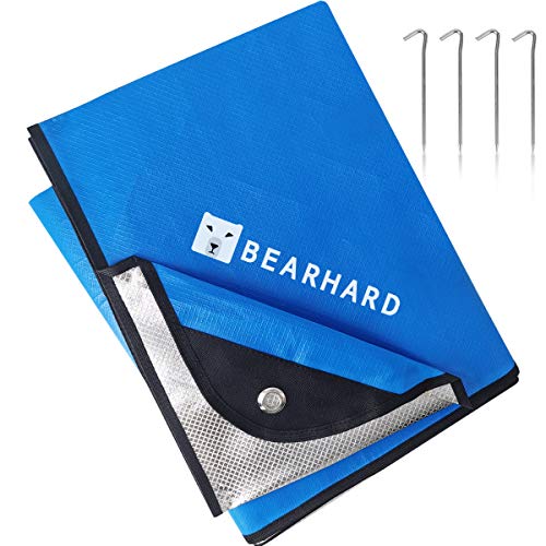 Bearhard 3.0 Heavy Duty Emergency Blanket, Emergency Tarp, Insulated Blanket, Thermal Waterproof Survival Space Blanket for Hiking, Camping, Blue
