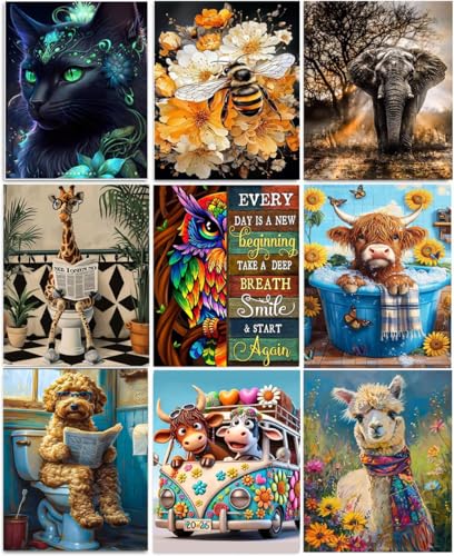 Kit diamond painting complet adulte | Peinture diamant 5D broderie strass rond animaux
