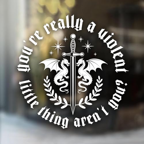 Image of You're Really A Violent Little Thing aren't You Car Decal Other Size Fourth Wing Dragon Mirror Sticker Fantasy Bookish Car Accessories Vinyl Waterproof Bumper Decals Gifts for Mom Dad Friend