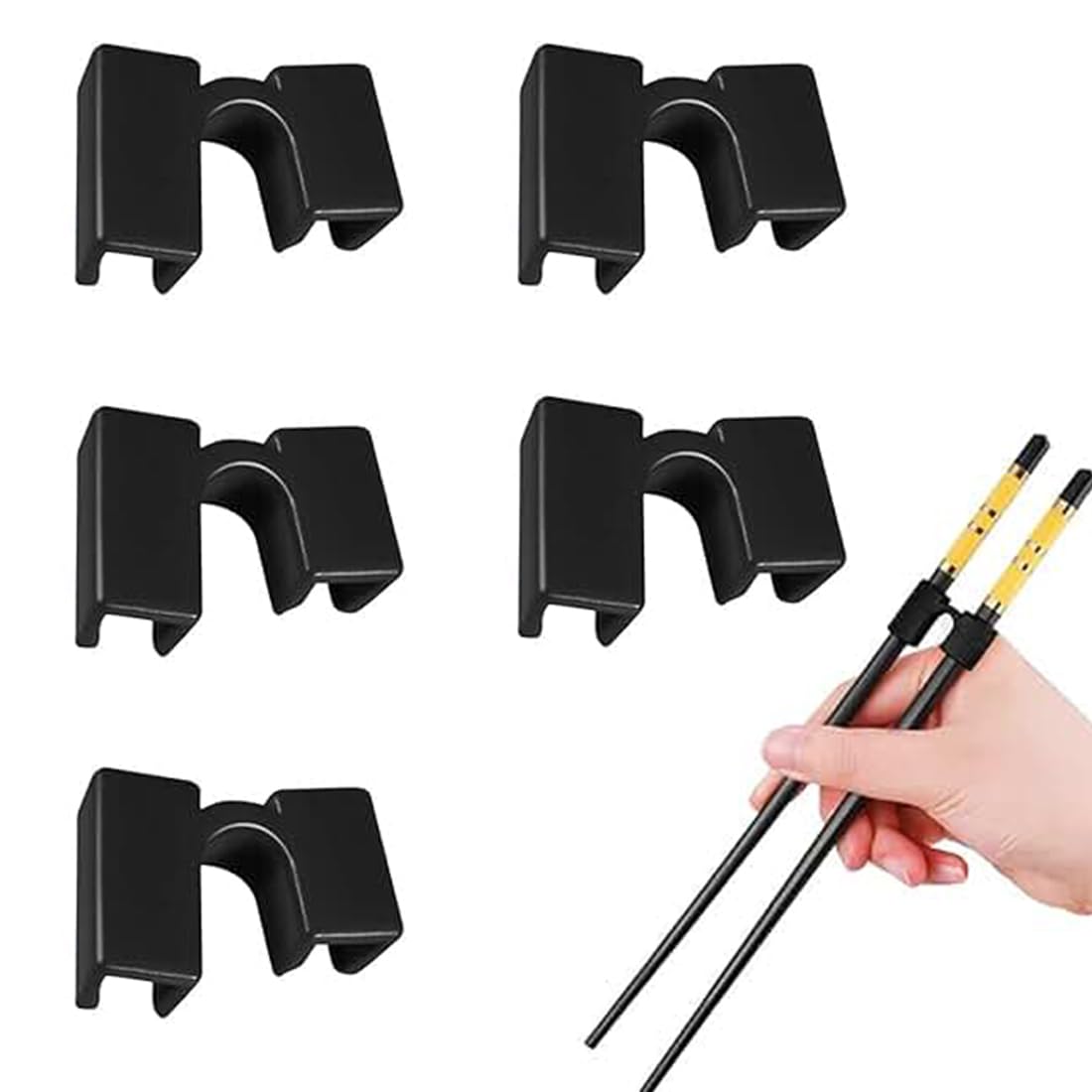 WKRTDY Set de 5 palillos chinos reutilizables con bisagras para entrenar y practicar, ideal para adultos, principiantes y entrenadores de habilidades culinarias.