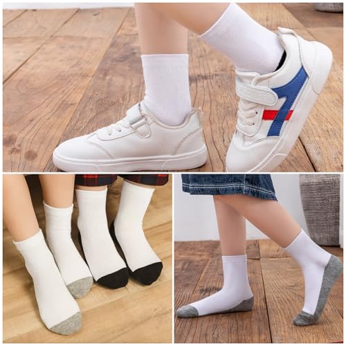 Boys White Crew Dress Socks 6 Pairs Big Kids Seamless School Uniform Daily Cotton Ankle Socks 3-12Y Stocking Stuffers2