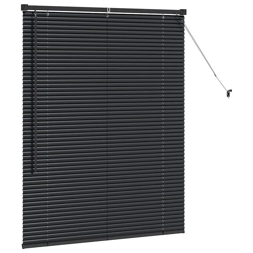 Fensterjalousie mit Vorhängen, Aluminium, Matt, rollos für Fenster, rollos & jalousien, geeignet für Wohnzimmer, Schlafzimmer, Moderne gardinen, Schwarz, 100 x 130 cm