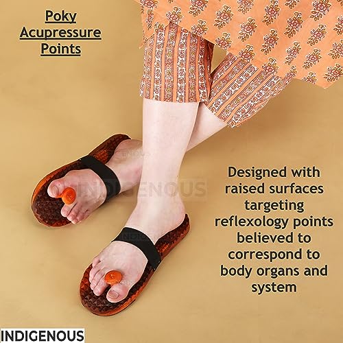Image of INDIGENOUS Wooden Acupressure Massager Khadau Health Care Slippers for Acupuncture or Acupressure Therapy /Therapeutic /Great Relaxing Slippers for Both Men and Women (Size-10)