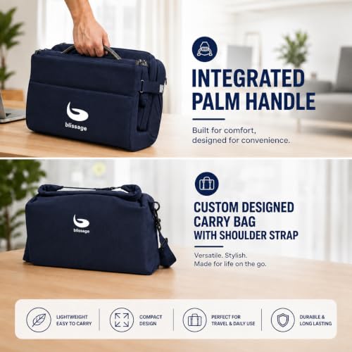 Image of Meditation Chair | Foldable Floor Seat with Cushion and Back Support | for Yoga, Pranayama, Prayer & Cross-Legged Sitting | Portable Metal Frame with Carry Bag | 2 Year Warranty (Dark Blue)