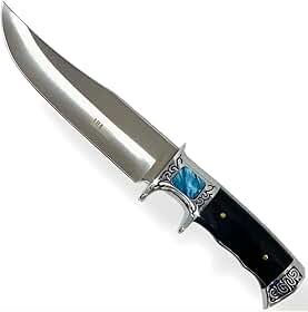 Faca Artesanal para Churrasco, Lâmina Full Tang com Bainha, Pedra Azul, Rústica, Afiada