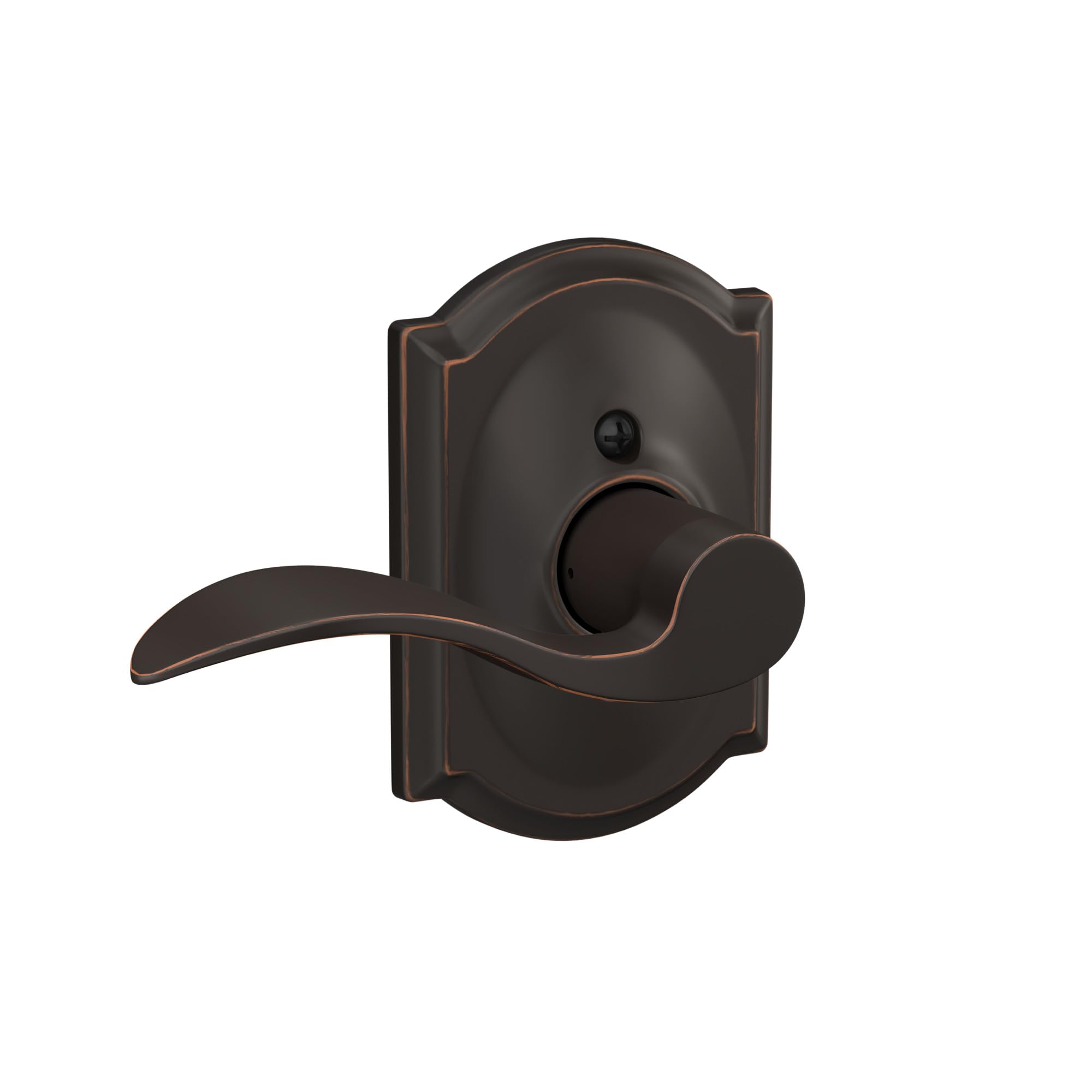 F170 ACC 716 CAM RH Right Handed Accent Door Lever with Camelot Trim, One Sided Non-Turning Dummy Door Handle, Aged Bronze