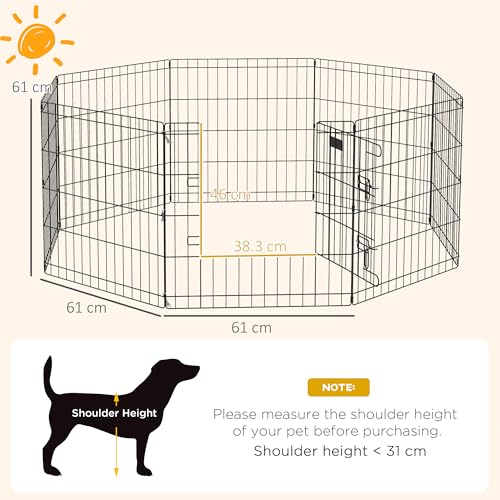 PawHut Dog Pen, 8 Panel Dog Playpen DIY Design with Door, for Small-sized Dogs, Puppies, Small Animals, for Indoor/Outdoor Use, 61cm High - Image 7