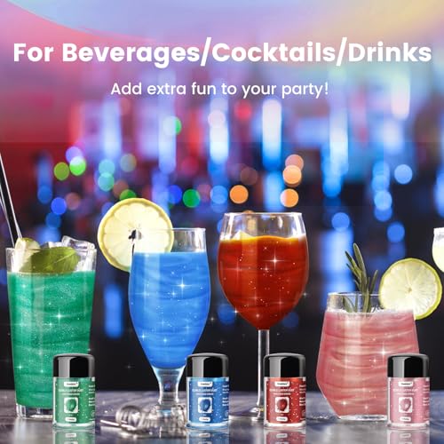 image for PUPKOLI 5 Colors Edible Glitter Set, Edible Glitter for Drinks, Luster