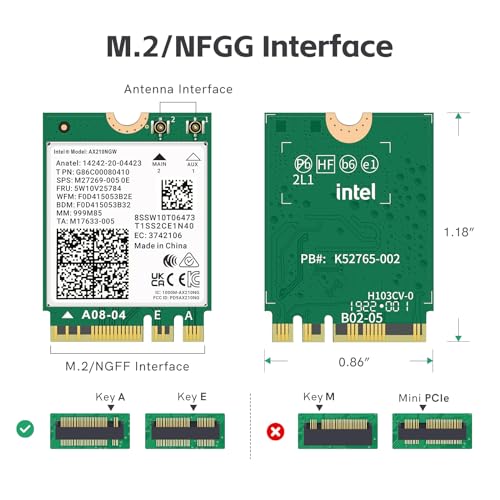 Image of LANYAO WiFi 6E AX210 NGW Wireless Card M.2 2230 /NGFF Laptop Module with Bluetooth 5.3, 5400Mbps Tri-Band AX210 WiFi Chip Adapter, Ultra-Low Latency, Supports Windows 11 /10 (64bit only)