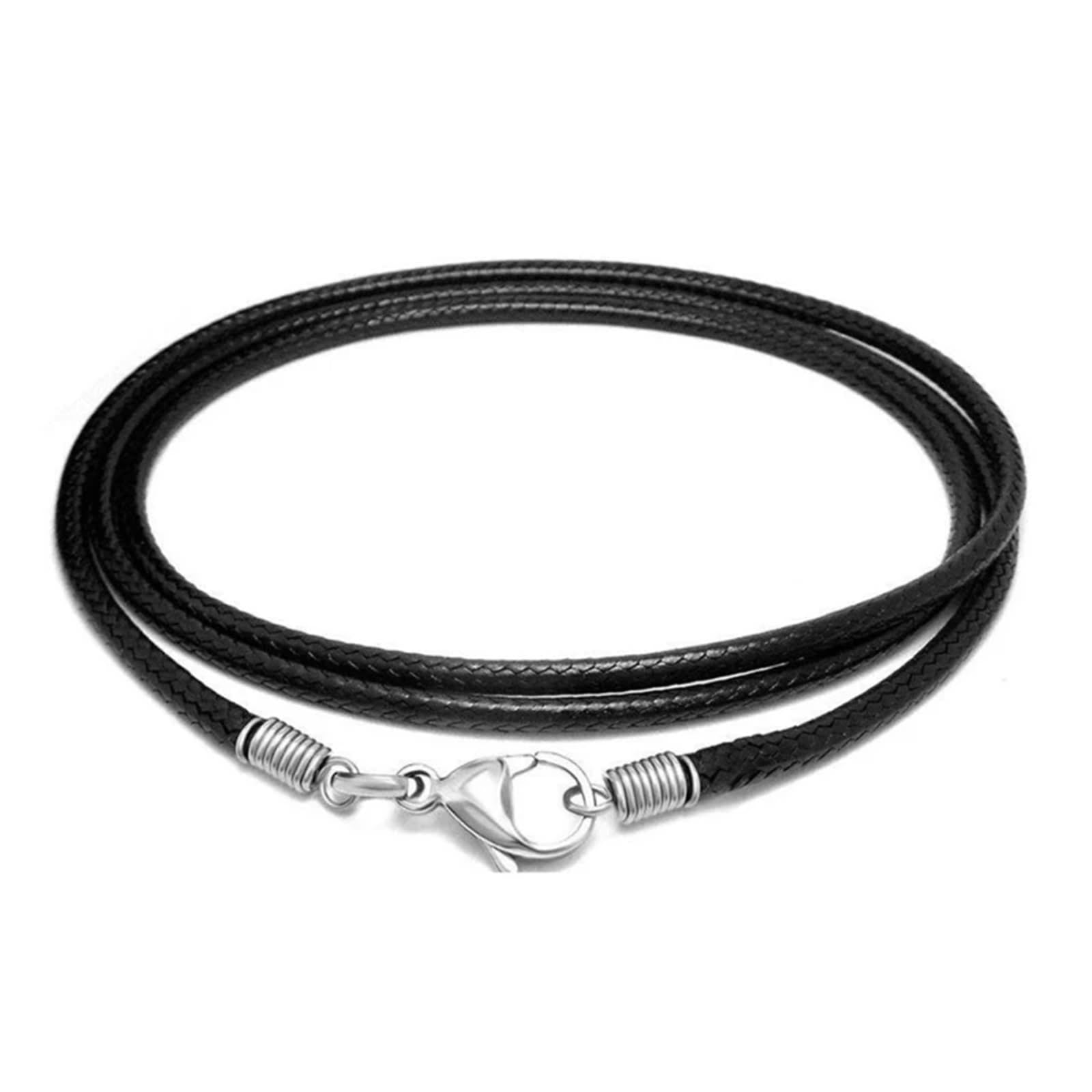 Naszyjnik sznurek 10 szt. 40-80cm czarny skórzany pleciony do naszyjnika z zapięciem homarowym kobiety bransoletka męska lina DIY biżuteria(65cm)