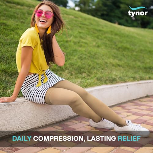 Image of Tynor Medical Compression Stocking Thigh High Class 2 (Pair), Beige, XS, Pack of 2
