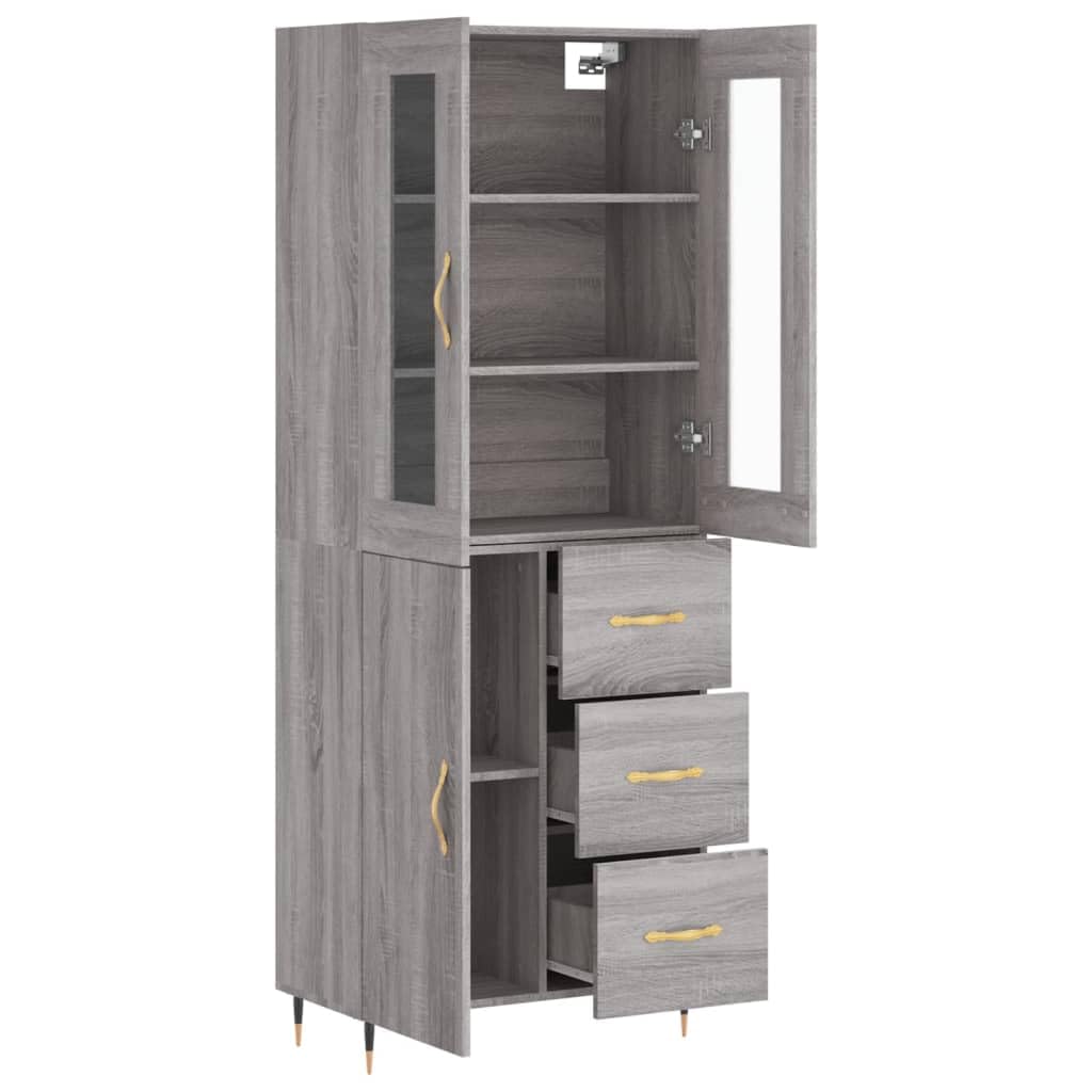 Armadio alto grigio Sonoma, 69,5 x 34 x 180 cm, con piedini in