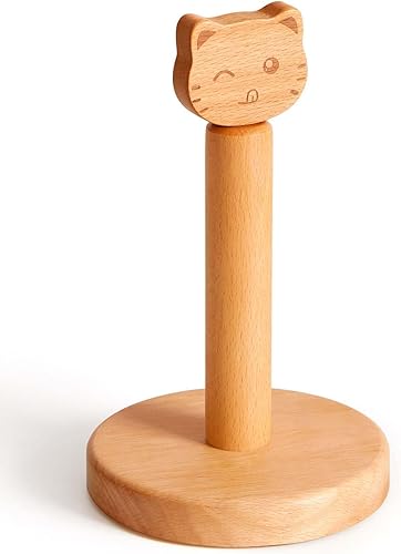 Soporte para papel higiénico, lindo diseño de gato, soporte de papel higiénico de madera, soporte decorativo para rollo de inodoro, soporte para