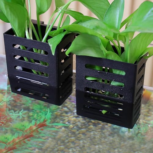 Jaxbo Upgraded Hanging Aquarium Plant Holder,2 Pcs Plastic