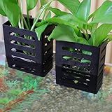 Jaxbo Upgraded Hanging Aquarium Plant Holder,2 Pcs Plastic Aquatic Plant Holders with Hooks and Suction Cups for Fish Tank Plant Decoration