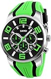 findtime Green Mens Sport Watches for Men Reloj para Hombre Colorful Analog Wrist Watch Chronograph for Running Training Stopwatch