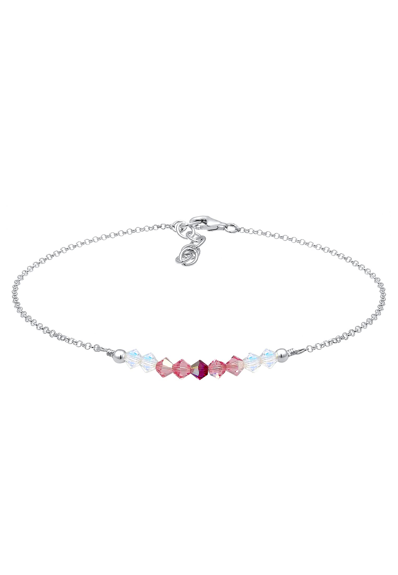 Elli Women's 925 Sterling Silver Ball Beach Sea Rose Crystals Anklet